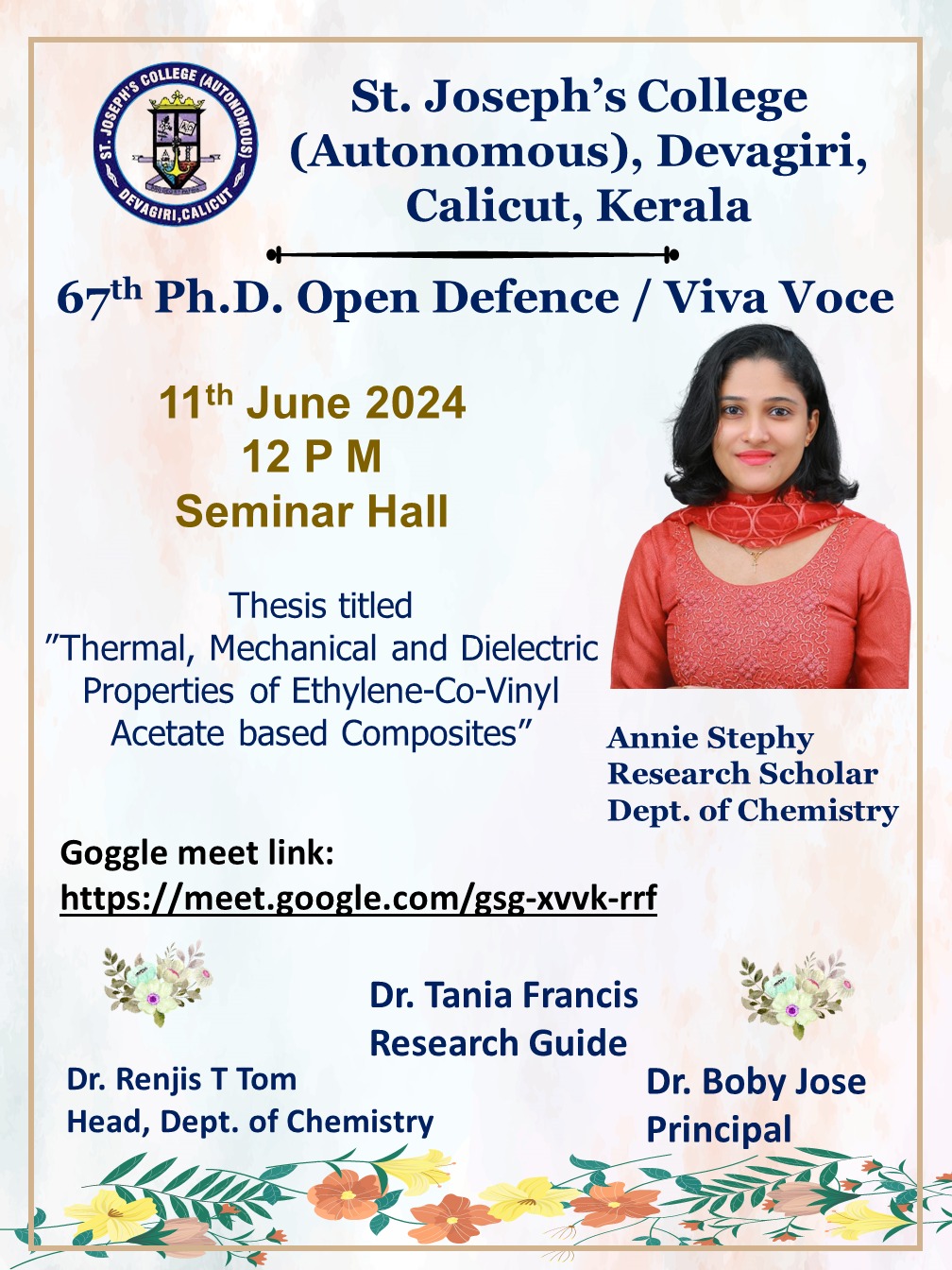 67th Ph.D Open Defence
