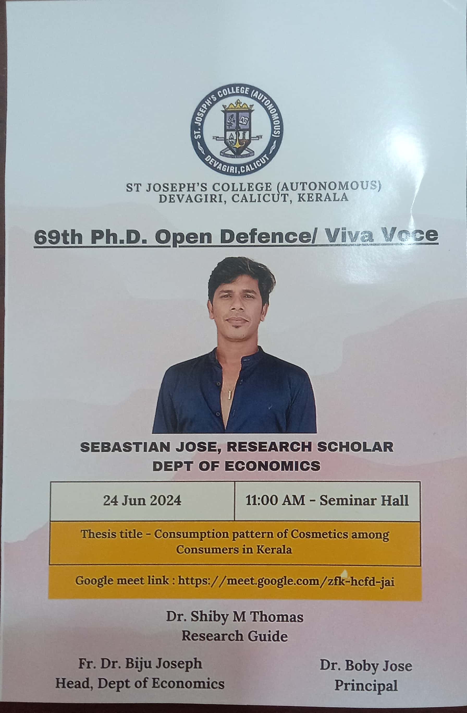 69th Ph.D Open Defence